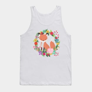 Happy Mother's Day Fox in a Wreath of Flowers Cute Mother gift Tank Top